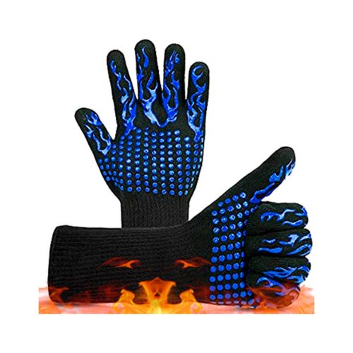 Захисні рукавиці Voltronic HFG-800-Blue Torch, термостійкі, вогнетривкі, до 800°C, Black/Blue (HFG-800-B/Bl)