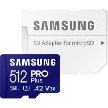 Карта памяти Samsung 512 GB microSDXC Pro Plus UHS-I U3 V30 A2 Class 10 + SD-adap (MB-MD512SA/EU)