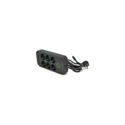 Сетевой фильтр питания Voltronic F06U, 6 роз EU, 4USB Black (F06U-Black)