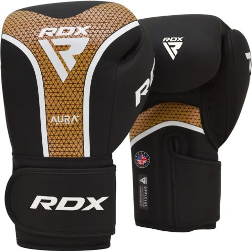 Боксерські рукавички RDX Aura Plus T-17 Black Golden 10 унцій (BGR-T17BGL-10OZ+)