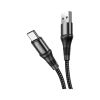 Дата кабель USB 2.0 AM to USB-C 1.0m 3A nylon X50 black HOCO (6931474734235) - Зображення 1