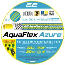 Поливочный шланг 2E AquaFlex Azure, 3/4, 20м, 4 слоя, 20бар, -10…+60°C, сумка, ороситель, коннектор, 2 адаптера (2E-GHE34AE20)
