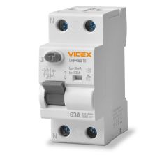 Дифференциальное реле (УЗО) Videx RESIST АС 2п 30мА 10кА 63А (VF-RS10-DR2AC63)