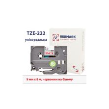 Лента для принтера этикеток UKRMARK B-T222P, ламинированная, 9мм х 8м, red on white, аналог TZe222 (CBTZ222)