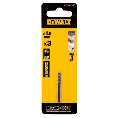 Сверло DeWALT по металлу Black & Gold,HSS-G, 1.5 х 40 х 18 мм, 3 шт. (DT20511)