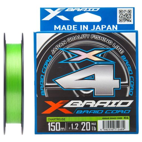 Шнур YGK X-Braid Braid Cord X4 150m 0.4/0.104mm 8lb/3.6kg (5545.03.57)