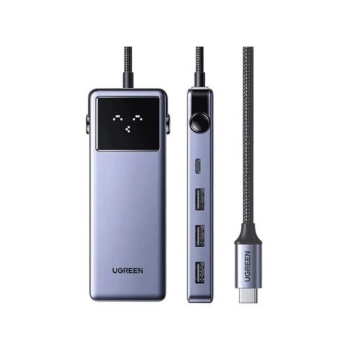 Концентратор Ugreen USB-C 7-in-1 3xUSB + 1xUSB-C + HDMI + RJ45 + PD 100W CM888 gray (45155)