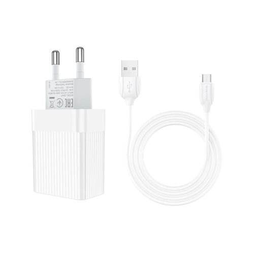 Зарядное устройство BOROFONE BA47A Mighty speed single port QC3.0 3A + Type-C cable White (BA47AMW)