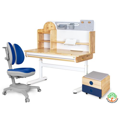 Парта з кріслом Mealux Timberdesk L (парта + крісло + тумба) (BD-690 L+ box BD 920-2 BL+Y-115 DGB)