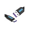 Дата кабель USB 2.0 AM to Type-C 0.5m 5.0A (25W) PVC black Vention (CORBD) - Зображення 2