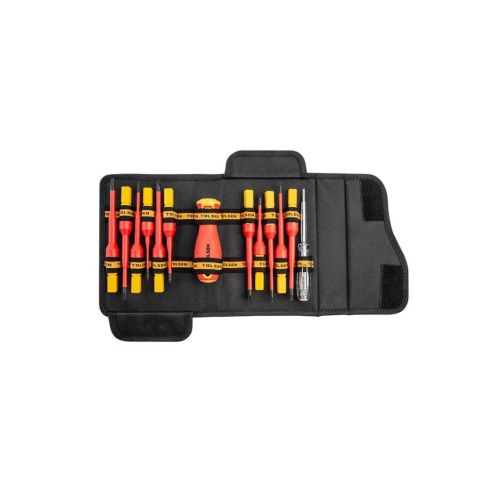 Набор отверток Tolsen диэлектрических, сменные стержни 13 шт, тканевый пенал (38017)