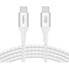 Дата кабель USB-C to USB-C 2.0m 240W white Belkin (CAB015BT2MWH)