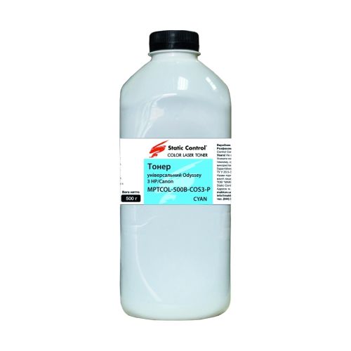 Тонер HP/Canon MPTCOL OS3 500г cyan (фасовка) Static Control (MPTCOL-500B-COS3-P)