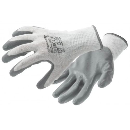 Защитные перчатки Hoegert GLAN HT5K754-10 с нитриловым покрытием светло-серые, 10 (HT5K754-10)