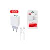 Зарядное устройство XO L85C (2USB/2.4A) + USB - Lightning White (XO-L85C-L) - Изображение 1