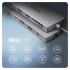 Концентратор AXAGON USBC to 3xUSB-A + HDMI + RJ45 + SD/microSD + audio + PD 100W 0.2m grey (HMC-8HLSA) - Зображення 1