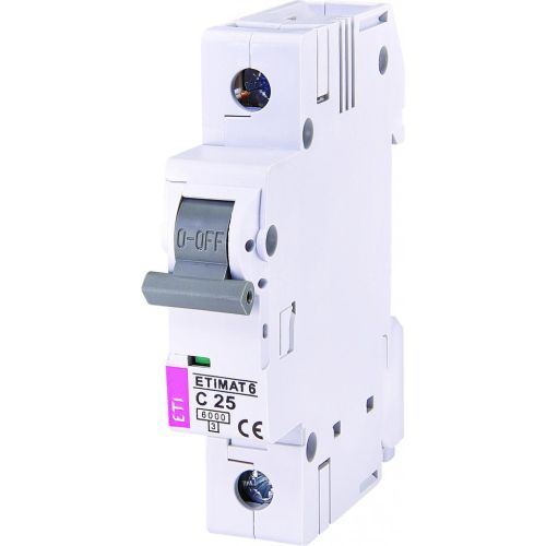 Автоматичний вимикач ETI Выключатель автоматический ETIMAT 6 1p С 25А (6 kA) (2141518)