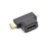 Переходник HDMI (F) to mini HDMI (M) / micro HDMI (M) PowerPlant (CA912056) - Изображение 1