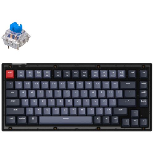 Клавіатура Keychron V1 84 Key QMK Gateron G PRO Blue Hot-Swap RGB Frosted Black (V1A2_KEYCHRON)