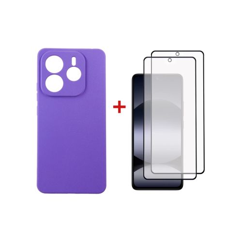 Чехол для мобильного телефона Dengos Kit Xiaomi Redmi Note 14 5G Carbon + 2 pcs glass (Purple) (DG-CTG2P-10)
