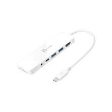Концентратор J5create USB-C 6-in-1 2xUSB 3.1 + USB-C PD + HDMI + SD/TF + 3.5mm white (JCD373-N)