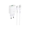 Зарядний пристрій HOCO C72Q Glorious USB QC3.0 + cable USB to USB-C 18W White (6931474732552) - Зображення 1