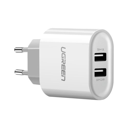 Зарядний пристрій Ugreen CD104 2xUSB 3.4A Charger (White) (20384)