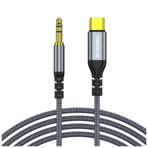 Кабель мультимедийный USB-C to 3.5mm M 1.2m gray ColorWay (CW-CBPDJ071-G)