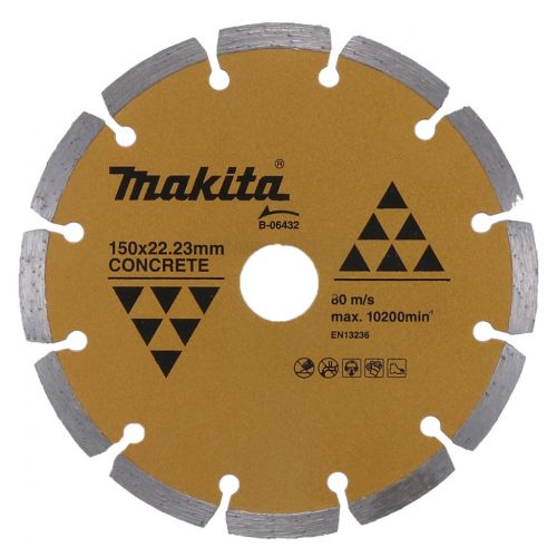 Круг отрезной Makita алмазный по бетону сегмент золотой. 150*22,23 мм (B-06432)