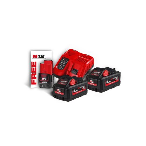 Набор аккумулятор + зарядное устройство Milwaukee M18 HNRG-552 2x5,5Ah, M12 3Ah, M12-18FC (4933464713)