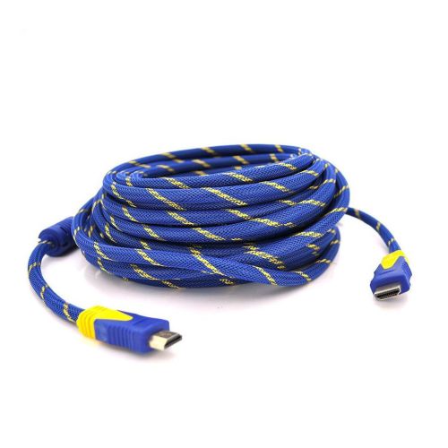 Кабель мультимедийный HDMI to HDMI 20.0m v1.4, OD-8.0mm Blue/Gold Merlion (YT-HDMI(M)/(M)NY/BL-20m)