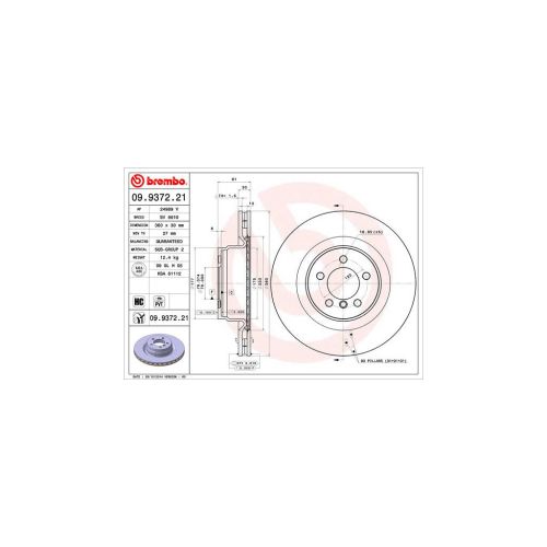 Гальмівний диск Brembo 09.9372.21