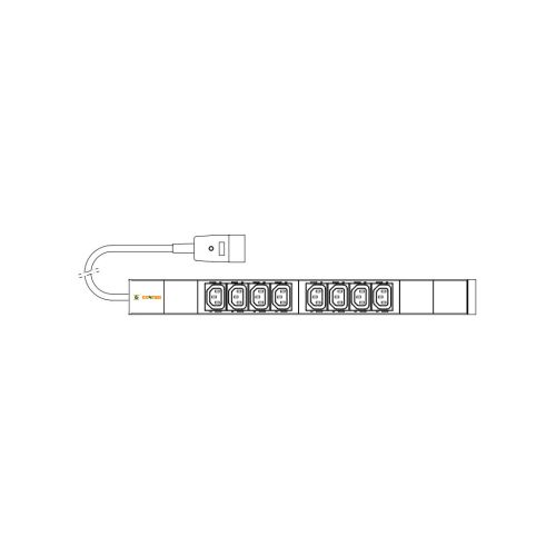 Силовой блок 19 1U w/PDU 8 розеток IEC C13, вилка IEC320 C20, кабель 3м Conteg (IP-BA-C08C300016)