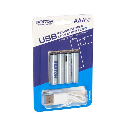 Аккумулятор Beston AAA USB Type-C 400mah 1.5V Li-ion * 4 (3AC-18/AA620272)