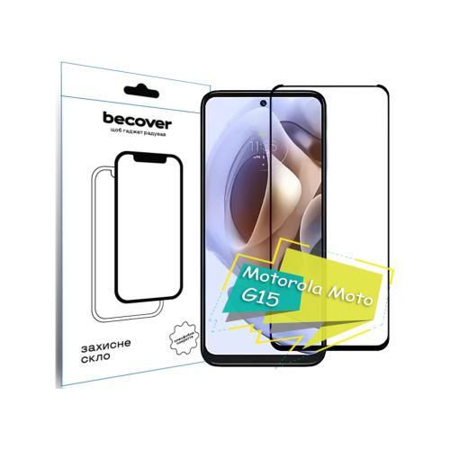 Стекло защитное BeCover Motorola Moto G15 Black (713414)