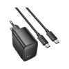Зарядное устройство HOCO CS61A Bright 1xUSB-C PD30W + 1xUSB QC3.0 + cable USB-C to USB-C Black (6942007638449) - Изображение 1