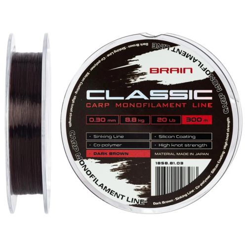 Волосінь Brain Classic Carp Line (dark brown) 300m 0.30mm 20lb 8.8kg (1858.81.03)