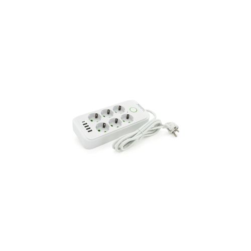 Сетевой фильтр питания Voltronic F06U, 6 роз EU, 4USB White (F06U-White)