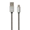 Дата кабель USB 2.0 AM to Micro 5P 1m stainless steel gray Vinga (VCPDCMSSJ1GR) - Изображение 1