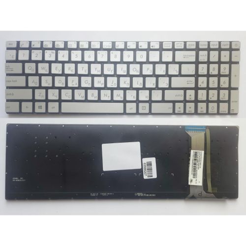Клавиатура ноутбука ASUS N551/N552/N751/R555/G551/GL551/G552V/GL752VW серебр/подсв (A46141)