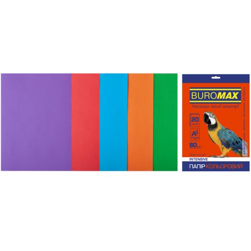 Бумага Buromax А4, 80g, INTENSIVE, 5colors, 20sh (BM.2721320-99)