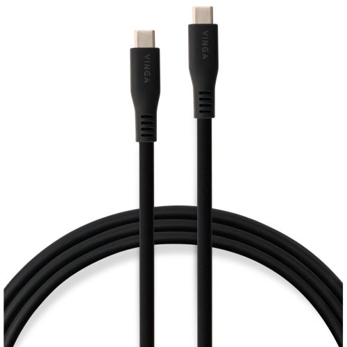 Дата кабель USB-C to USB-C 1.2m UBS3.2 Gen2 10G 100W Chip Silicon Black Vinga (VCPDCCC31012SB)