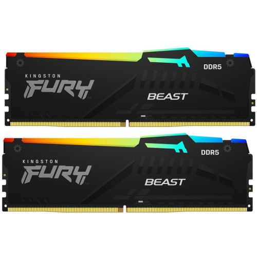 Модуль пам'яті для комп'ютера DDR5 16GB (2x8GB) 4800 MHz FURY Beast RGB Kingston Fury (ex.HyperX) (KF548C38BBAK2-16)