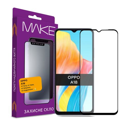 Стекло защитное MAKE Oppo A18 (MGF-OA18)