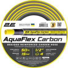 Шланг для поливу 2E AquaFlex Carbon 1/2, 50м, 4 шари, 20бар, -10+60°C (2E-GHE12GE50)