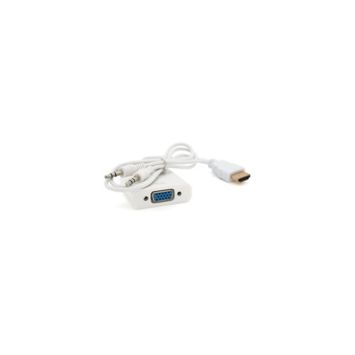 Перехідник HDMI M to VGA F + Audio 0.1m 4K/2K white Voltronic (YT-C-HDMI(M)/VGA(F)+AUX-W)