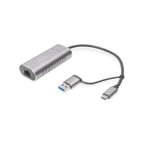 Переходник USB-C + USB 3.0 to RJ45 2500Mbps Ethernet Digitus (DN-3028)