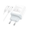 Зарядний пристрій HOCO C105A Stage 1xUSB-C PD20W + 1xUSB QC3.0 + cable USB-C to USB-C White (6931474782922) - Зображення 1