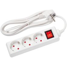 Сетевой удлинитель Delux G3JS 3м 3 роз. с заземлением и выключателем white (90021624)