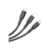 Дата кабель USB 2.0 AM to Lightning+USB-C+Micro 5P 1.0m 2A PVC BX71 black BOROFONE (6974443384543) - Зображення 1